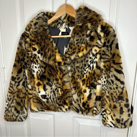 MOTHER Leopard Print Faux Fur The Boxy Crop Jacket Sz XS Streetwear Glam Chic - Picture 2 of 10